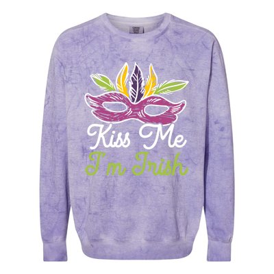 Kiss Me I'm Irish Mardi Gras Parade Masquerade Gift Colorblast Crewneck Sweatshirt