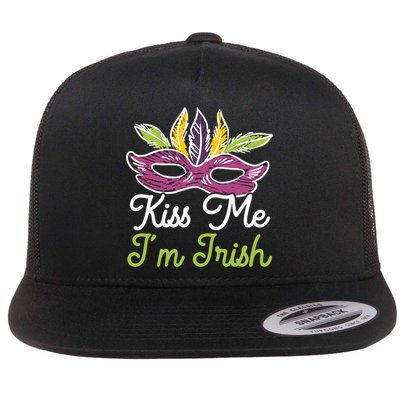 Kiss Me I'm Irish Mardi Gras Parade Masquerade Gift Flatbill Hat