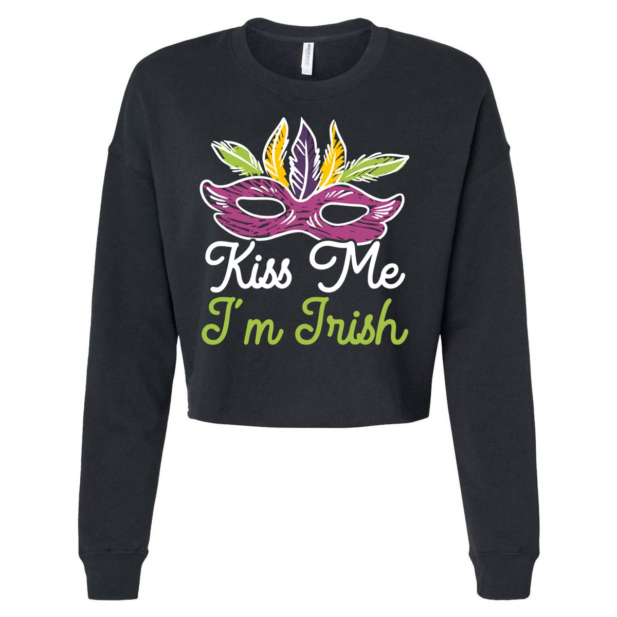 Kiss Me I'm Irish Mardi Gras Parade Masquerade Gift Cropped Pullover Crew