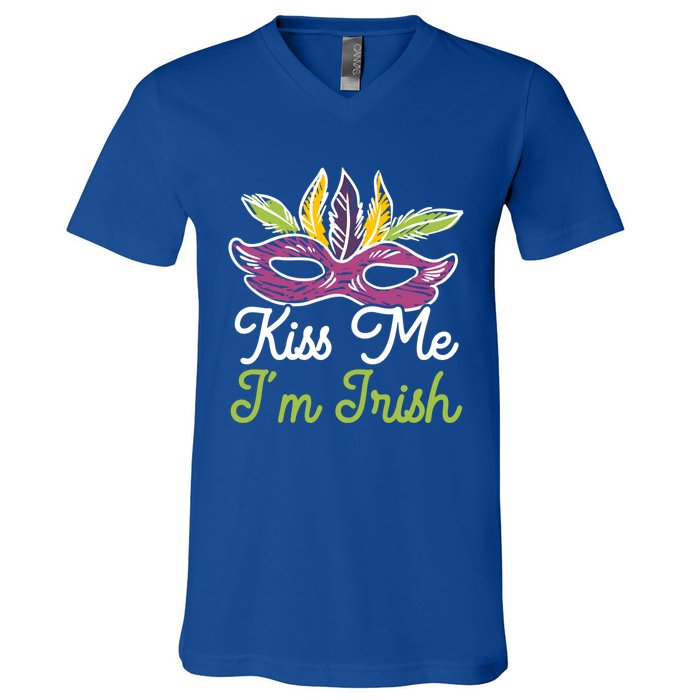 Kiss Me I'm Irish Mardi Gras Parade Masquerade Gift V-Neck T-Shirt