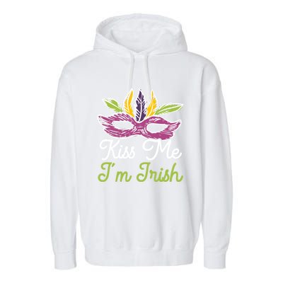 Kiss Me I'm Irish Mardi Gras Parade Masquerade Gift Garment-Dyed Fleece Hoodie