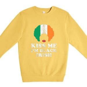 Kiss Mee I'm Black Irish History Funny St Patricks Day Premium Crewneck Sweatshirt