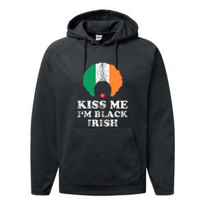 Kiss Mee I'm Black Irish History Funny St Patricks Day Performance Fleece Hoodie