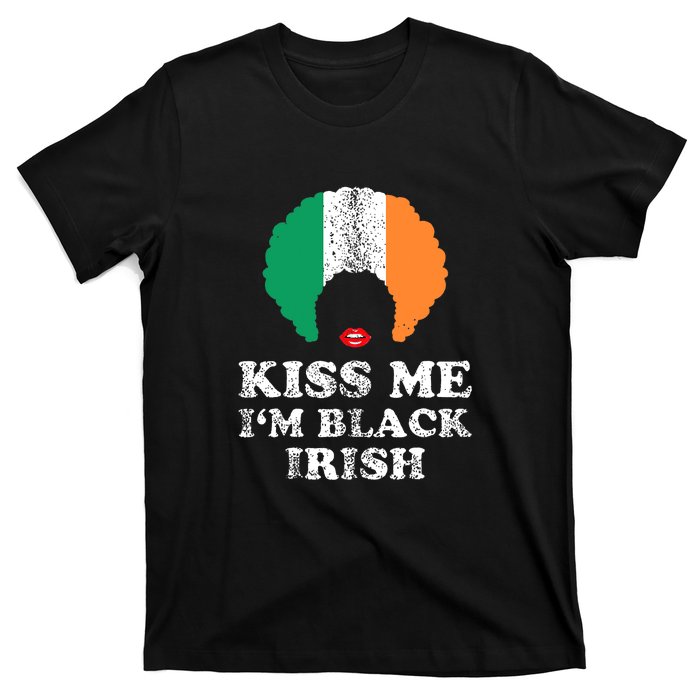 Kiss Mee I'm Black Irish History Funny St Patricks Day T-Shirt