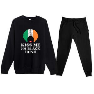 Kiss Mee I'm Black Irish History Funny St Patricks Day Premium Crewneck Sweatsuit Set