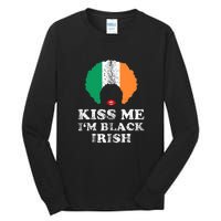 Kiss Mee I'm Black Irish History Funny St Patricks Day Tall Long Sleeve T-Shirt