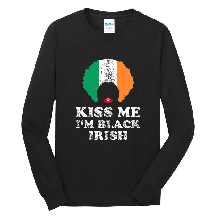 Kiss Mee I'm Black Irish History Funny St Patricks Day Tall Long Sleeve T-Shirt