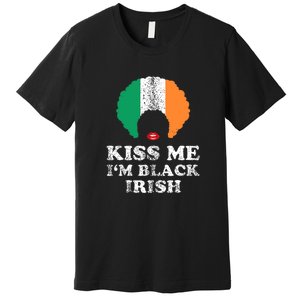 Kiss Mee I'm Black Irish History Funny St Patricks Day Premium T-Shirt