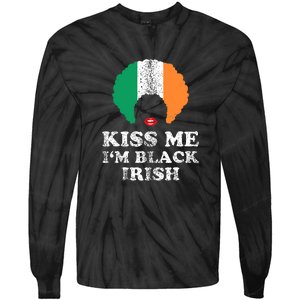 Kiss Mee I'm Black Irish History Funny St Patricks Day Tie-Dye Long Sleeve Shirt