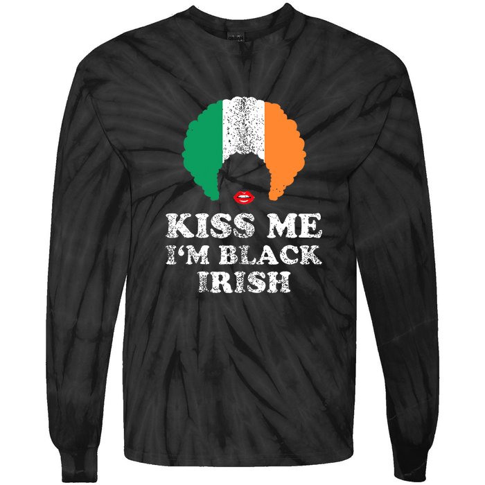 Kiss Mee I'm Black Irish History Funny St Patricks Day Tie-Dye Long Sleeve Shirt