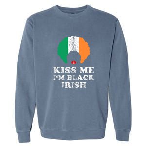 Kiss Mee I'm Black Irish History Funny St Patricks Day Garment-Dyed Sweatshirt