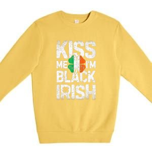 Kiss Mee I'm Black Irish St. Patricks Day Quote Premium Crewneck Sweatshirt