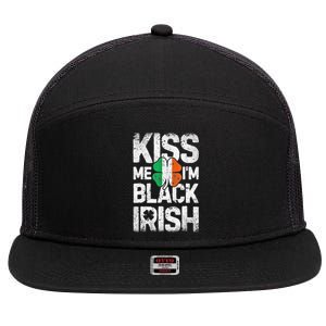 Kiss Mee I'm Black Irish St. Patricks Day Quote 7 Panel Mesh Trucker Snapback Hat