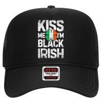 Kiss Mee I'm Black Irish St. Patricks Day Quote High Crown Mesh Back Trucker Hat