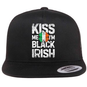 Kiss Mee I'm Black Irish St. Patricks Day Quote Flat Bill Trucker Hat