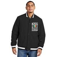 Kiss Mee I'm Black Irish St. Patricks Day Quote Insulated Varsity Jacket