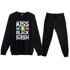 Kiss Mee I'm Black Irish St. Patricks Day Quote Premium Crewneck Sweatsuit Set