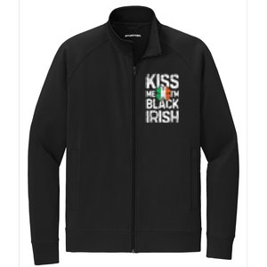 Kiss Mee I'm Black Irish St. Patricks Day Quote Stretch Full-Zip Cadet Jacket