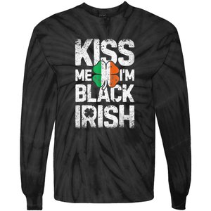 Kiss Mee I'm Black Irish St. Patricks Day Quote Tie-Dye Long Sleeve Shirt