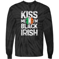 Kiss Mee I'm Black Irish St. Patricks Day Quote Tie-Dye Long Sleeve Shirt