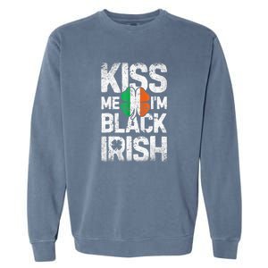 Kiss Mee I'm Black Irish St. Patricks Day Quote Garment-Dyed Sweatshirt