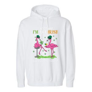 Kiss Me I'm Not Irish But I Am Vaccinated Flamingo Lover Gift Garment-Dyed Fleece Hoodie