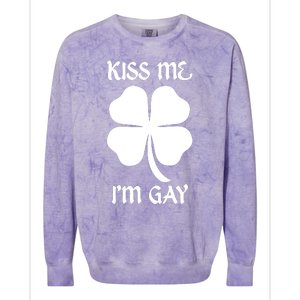 Kiss Me I’M Gay Four Leaf Clover Funny St Patricks Day Colorblast Crewneck Sweatshirt