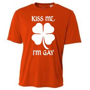 Kiss Me I’M Gay Four Leaf Clover Funny St Patricks Day Cooling Performance Crew T-Shirt