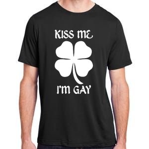 Kiss Me I’M Gay Four Leaf Clover Funny St Patricks Day Adult ChromaSoft Performance T-Shirt