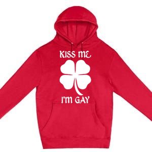 Kiss Me I’M Gay Four Leaf Clover Funny St Patricks Day Premium Pullover Hoodie