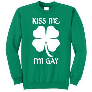 Kiss Me I’M Gay Four Leaf Clover Funny St Patricks Day Sweatshirt