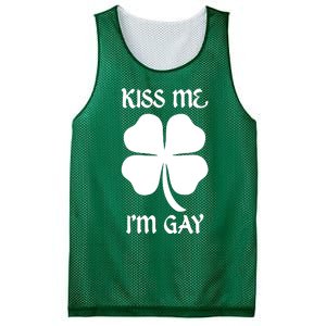 Kiss Me I’M Gay Four Leaf Clover Funny St Patricks Day Mesh Reversible Basketball Jersey Tank