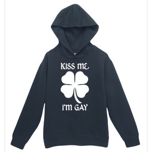 Kiss Me I’M Gay Four Leaf Clover Funny St Patricks Day Urban Pullover Hoodie