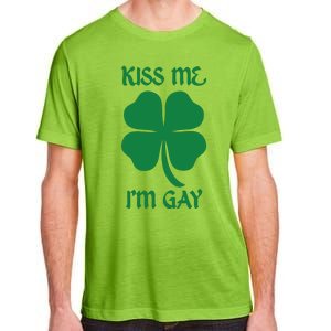 Kiss Me I’M Gay Four Leaf Clover Funny St Patricks Day Adult ChromaSoft Performance T-Shirt