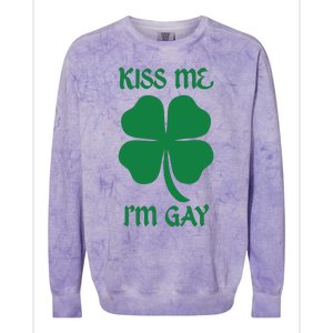 Kiss Me I’M Gay Four Leaf Clover Funny St Patricks Day Colorblast Crewneck Sweatshirt