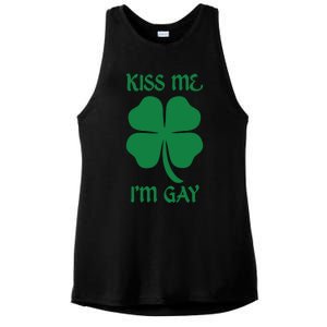 Kiss Me I’M Gay Four Leaf Clover Funny St Patricks Day Ladies PosiCharge Tri-Blend Wicking Tank