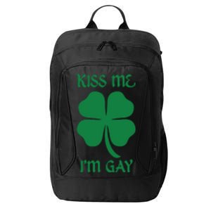 Kiss Me I’M Gay Four Leaf Clover Funny St Patricks Day City Backpack