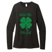 Kiss Me I’M Gay Four Leaf Clover Funny St Patricks Day Womens CVC Long Sleeve Shirt