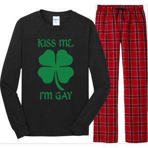 Kiss Me I’M Gay Four Leaf Clover Funny St Patricks Day Long Sleeve Pajama Set