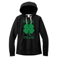 Kiss Me I’M Gay Four Leaf Clover Funny St Patricks Day Women's Fleece Hoodie