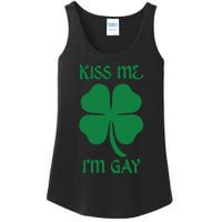 Kiss Me I’M Gay Four Leaf Clover Funny St Patricks Day Ladies Essential Tank