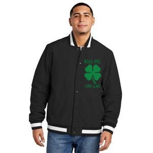 Kiss Me I’M Gay Four Leaf Clover Funny St Patricks Day Insulated Varsity Jacket