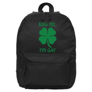 Kiss Me I’M Gay Four Leaf Clover Funny St Patricks Day 16 in Basic Backpack