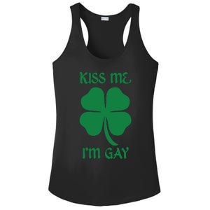 Kiss Me I’M Gay Four Leaf Clover Funny St Patricks Day Ladies PosiCharge Competitor Racerback Tank