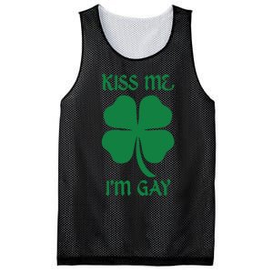 Kiss Me I’M Gay Four Leaf Clover Funny St Patricks Day Mesh Reversible Basketball Jersey Tank