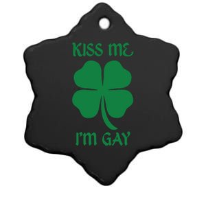 Kiss Me I’M Gay Four Leaf Clover Funny St Patricks Day Ceramic Star Ornament