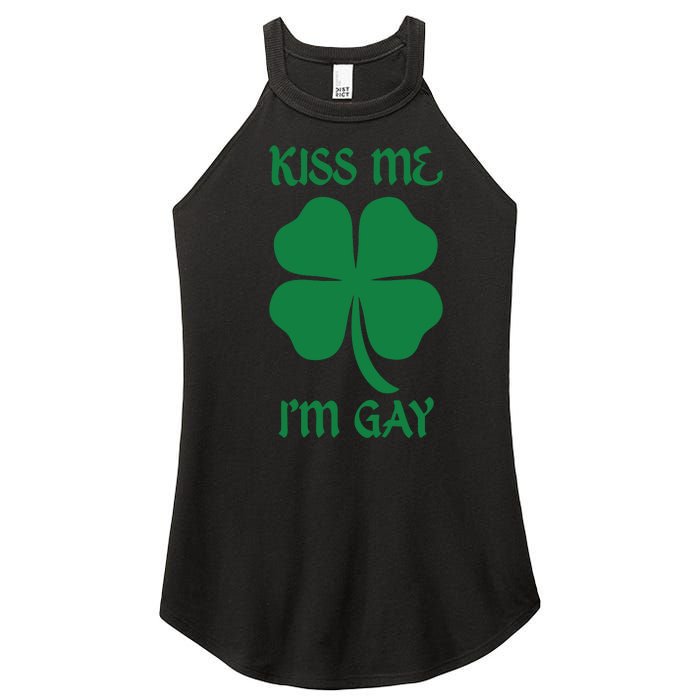 Kiss Me I’M Gay Four Leaf Clover Funny St Patricks Day Women's Perfect Tri Rocker Tank