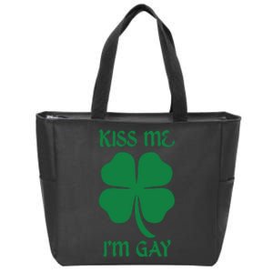 Kiss Me I’M Gay Four Leaf Clover Funny St Patricks Day Zip Tote Bag