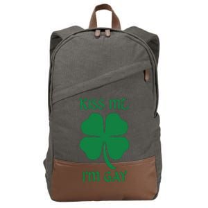 Kiss Me I’M Gay Four Leaf Clover Funny St Patricks Day Cotton Canvas Backpack