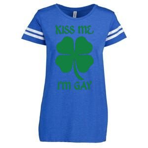 Kiss Me I’M Gay Four Leaf Clover Funny St Patricks Day Enza Ladies Jersey Football T-Shirt